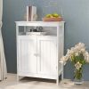 Standing storage with double shutter doors cabinet-White