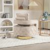 Swivel Accent Chair - Modern Accent Chair with Pillow, Velvet Armchair Side Chair with Tufted Button for Living Room, Bedroom, Office(Beige)