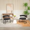 COOLMORE Boucle Dining Chairs Set of 2, Mid-Century Modern Curved Backrest Chair, Round Upholstered Kitchen Chairs (Carbon black Boucle)