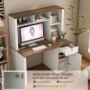 Computer Desk with Hutch & Bookshelf,Wood Executive Desk Teens Student Desk Writing Laptop Home Office Desk with Drawers