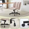 Armless Desk Chairs with Wheels Office Chair Vanity Chair with Technical Cloth Adjustable Swivel Computer Task Chairs for Home Base, Bedroom,Pink