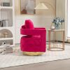 Swivel Accent Chair - Modern Accent Chair with Pillow, Velvet Armchair Side Chair with Tufted Button for Living Room, Bedroom, Office(RED)