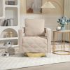 Swivel Accent Chair - Modern Accent Chair with Pillow, Velvet Armchair Side Chair with Tufted Button for Living Room, Bedroom, Office(Beige)