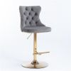 Golden Swivel Velvet Barstools Adjustable Seat Height 25-33 In, Upholstered Backs