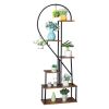 Artisasset 6 Layers Half Heart Iron Wood Suitable For Garden Balcony Patio Lawn Home Decoration Plant Stand Flower Pot Stand Iron Flower Stand Black