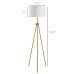 Homcom 59.75" Standing Floor Lamp Fabric Lampshade Steel Tripod, Gold