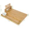 Bamboo Charcuterie Cheese Board Platter Board Serving Tray with Cutlery Set