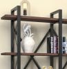 Cunda 5 Tier Bookcase, Metal Frame Wood Base Bookshelf, Walnut
