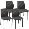 Dark Grey PU Leather Dining Chairs Living Room Chair Modern Kitchen Armless Side Chair with Metal Legs(Set of 4)