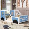 Twin Size Classic Car-Shaped Platform Bed with Wheels, Blue