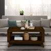Rectangular Living Room Coffee Table Set, 3-Piece Living Room Table Set with Solid Wood Legs, 1 Coffee Table and 2 End Table