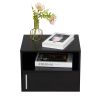Set of 2 Wall-mounted Wooden Nightstand, Black