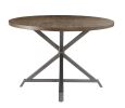 Industrial Style Round Dining Table 1pc Burnished Brown finish and gray metal finish Rustic Style Dining Kitchen Furniture