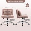 Armless Fabric Office Desk Chair with Wheels, Criss Cross Legged Wide Seat Chair, Modern Home Office Chair with Lumbar Pillow