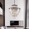 Black Luxury Crystal Chandelier Modern Chandeliers Lights Fixture Hanging Pendant Light Fixture for Dining Room Bedroom Living Room Dia 23.6 Inch-Blac