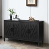 60 inches Modern Farmhouse Accent Cabinet with 4 Doors and Adjustable Shelf Wood Sideboard Buffet Cabinet Console Table Credenza Buffet Table for Kitc