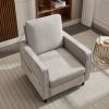 Mid-Century Accent Chair ,Modern Linen Fabric Armchair for Living Room,Double side pockets,, comfortable and padded reading feature sofa chair