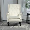 COOLMORE Wood Frame Armchair, Modern Accent Chair Lounge Chair with Sturdy Wood Legs for Living Room Bedroom (Beige)