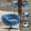 Chenille Upholstered 360° Swivel Club Chair/Accent Chair with Removable Cushion, Round Office Chair with Black Metal Base, Cotton Material