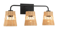 Moonlit Three Lights Wall Sconce With Rattan Shade