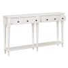 TREXM Retro Console Table with 4 Drawers and Open Shelf, perfect for Entryways, Living Rooms, and Hallways (White)