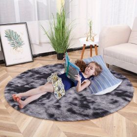 1pc, Tie-Dye Plush Velvet Area Rug, 62.99", American Style Round Rug (Color: Tie-dye Dark Gray, size: 62.99inch)