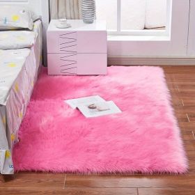 1pc Fluffy Imitation Wool Area Rug, Suede Fleece Bottom , Acrylic 80% Polyester 20%, 2.36inch Long (Color: Rose Red, size: 35.43*59.06inch)