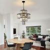 Black Luxury Crystal Chandelier Modern Chandeliers Lights Fixture Hanging Pendant Light Fixture for Dining Room Bedroom Living Room Dia 19.7 Inch-Blac