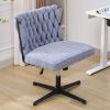 Armless Office Desk No Wheels,Living room chair, velvet cross-legged chair with back arms,for Bedroom, Living Room