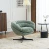 COMFY Chenille Upholstered 360° Swivel Club Chair/Accent Chair with Removable Cushion, Round Office Chair with Black Metal Base, Cotton Material
