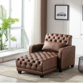 COOLMORE Multifunctional Living Room Leisure Chaise Lounge Barry Tufted Comfy Armchair Wireless Charging (Color: pic)