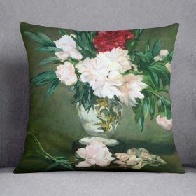 Still Life Vase with Peonies by Manet Cushion (Insert: Without Insert, size: 14" X 14")