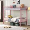 Bunk Bed Twin Over Twin Size with 2 Ladders and Full-Length Guardrail, Metal, Storage Space, No Box Spring Needed, Noise Free, Black