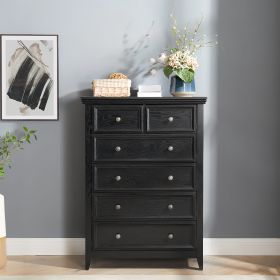 Modern 6 Drawers Dresser, Closet Organizers and Storage Cabinet for Living Room (Material: MDF, Color: Black)