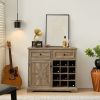 Farmhouse Buffet Cabinet with Storage Sideboard with 2 Drawers, Wine Bar Cabinet with Removable Wine Racks Storage Shelves