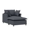 Oversized Chaise Lounge Indoor,Chenille Single Sofa Bed with Wide Seat,Upholstered Lazy Sleeper Armchair with Movable Ottoman
