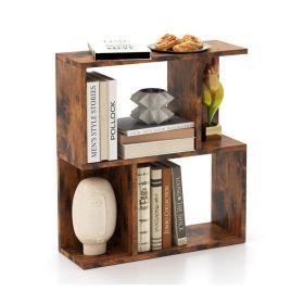 Living Room Bookshelf with Display Shelf for Small Space (Color: Rustic Brown, Type: Bookshelf)