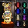 3D Fireworks Bear Night Light RGB Led 7 Color Luminarias Projection Lamp, Desk Decoration