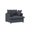 Oversized Chaise Lounge Indoor,Chenille Single Sofa Bed with Wide Seat,Upholstered Lazy Sleeper Armchair with Movable Ottoman