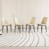 A set of 4 or 2 dining chair, modern style chair made of high-quality PU Leather fabric with thick soft cushions, black metal leg kitchen chair