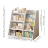 Wooden Toy Storage Organizer Cabinet Kids Bookshelf Children Bookcase Toddler Baby Sling Book Rack Adjustable Shelf for Playroom Bedroom Nursery Hallw