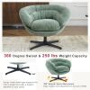 COMFY Chenille Upholstered 360° Swivel Club Chair/Accent Chair with Removable Cushion, Round Office Chair with Black Metal Base, Cotton Material