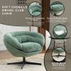COMFY Chenille Upholstered 360° Swivel Club Chair/Accent Chair with Removable Cushion, Round Office Chair with Black Metal Base, Cotton Material