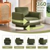 360° Modern Swivel Accent Chairs set of 2,30" W Teddy Sherpa Round,Thick Padded,Upholstered Barrel Chair